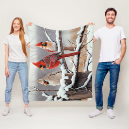 冬の雪クリスマスビューティフルレッド深紅色 フリースブランケット