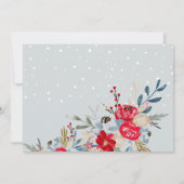 冬の雪クリスマスフラワースクリプトブライダルシャワー 招待状 (裏面)