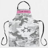 冬の雪グレーカモフラージュあなたの名前をパーソナライズ エプロン (正面)