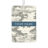 冬の雪グレーカモフラージュあなたの名前をパーソナライズ カーエアーフレッシュナー (裏面)
