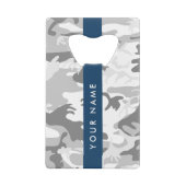 冬の雪グレーカモフラージュあなたの名前をパーソナライズ クレジットカード栓抜き (裏面)