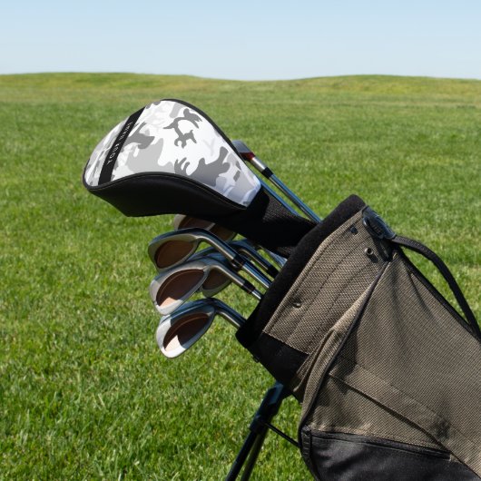 冬の雪グレーカモフラージュあなたの名前をパーソナライズ ゴルフヘッドカバー (インサイチュ)