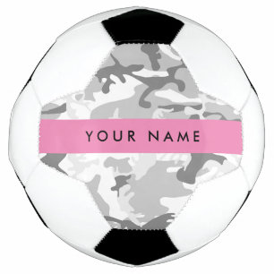 冬の雪グレーカモフラージュあなたの名前をパーソナライズ サッカーボール