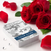 冬の雪グレーカモフラージュあなたの名前をパーソナライズ トランプ (インサイチュ (バレンタイン))