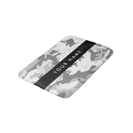 冬の雪グレーカモフラージュあなたの名前をパーソナライズ バスマット