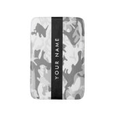 冬の雪グレーカモフラージュあなたの名前をパーソナライズ バスマット (正面縦)