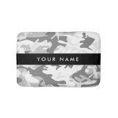 冬の雪グレーカモフラージュあなたの名前をパーソナライズ バスマット (正面)
