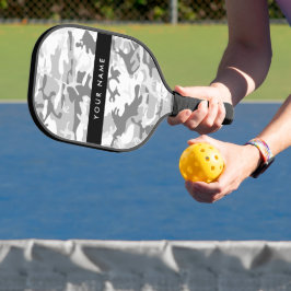 冬の雪グレーカモフラージュあなたの名前をパーソナライズ ピックルボールラケット