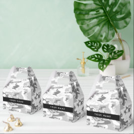 冬の雪グレーカモフラージュあなたの名前をパーソナライズ フェイバーボックス