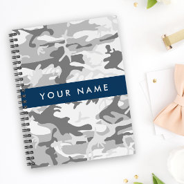 冬の雪グレーカモフラージュあなたの名前をパーソナライズ プランナー手帳