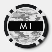 冬の雪グレーカモフラージュあなたの名前をパーソナライズ ポーカーチップ (裏面)