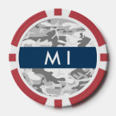 冬の雪グレーカモフラージュあなたの名前をパーソナライズ ポーカーチップ (正面)