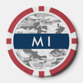 冬の雪グレーカモフラージュあなたの名前をパーソナライズ ポーカーチップ