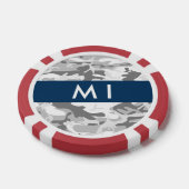 冬の雪グレーカモフラージュあなたの名前をパーソナライズ ポーカーチップ (シングル)