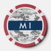 冬の雪グレーカモフラージュあなたの名前をパーソナライズ ポーカーチップ (裏面)