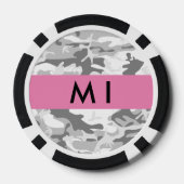 冬の雪グレーカモフラージュあなたの名前をパーソナライズ ポーカーチップ (裏面)