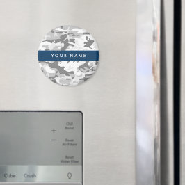 冬の雪グレーカモフラージュあなたの名前をパーソナライズ マグネット