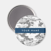 冬の雪グレーカモフラージュあなたの名前をパーソナライズ マグネット (正面/裏面)