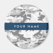 冬の雪グレーカモフラージュあなたの名前をパーソナライズ マグネット (正面)