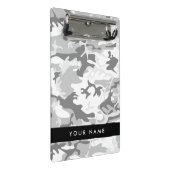 冬の雪グレーカモフラージュあなたの名前をパーソナライズ ミニクリップボード (アングル)