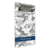 冬の雪グレーカモフラージュあなたの名前をパーソナライズ ミニクリップボード (アングル)