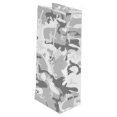 冬の雪グレーカモフラージュあなたの名前をパーソナライズ ワインギフトバッグ (裏面アングル)