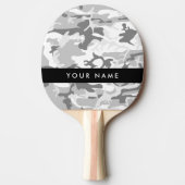 冬の雪グレーカモフラージュあなたの名前をパーソナライズ 卓球ラケット (正面)
