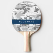 冬の雪グレーカモフラージュあなたの名前をパーソナライズ 卓球ラケット (正面)