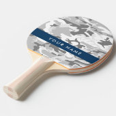 冬の雪グレーカモフラージュあなたの名前をパーソナライズ 卓球ラケット (正面アングル)