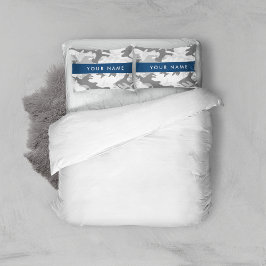 冬の雪グレーカモフラージュあなたの名前をパーソナライズ 枕カバー