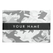 冬の雪グレーカモフラージュあなたの名前をパーソナライズ 枕カバー (裏面)