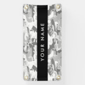 冬の雪グレーカモフラージュあなたの名前をパーソナライズ 横断幕 (縦)