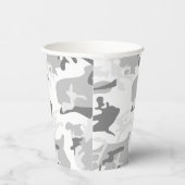 冬の雪グレーカモフラージュあなたの名前をパーソナライズ 紙コップ (右)