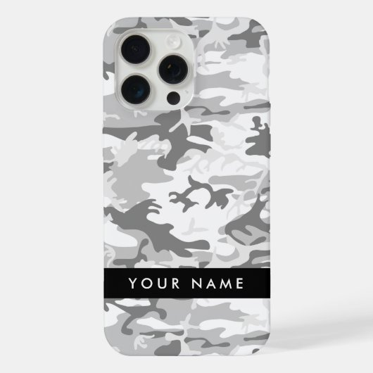 冬の雪グレーカモフラージュあなたの名前をパーソナライズ iPhoneケース (裏面)