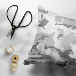 冬の雪グレーカモフラージュ、軍隊、陸軍 アクセントクッション