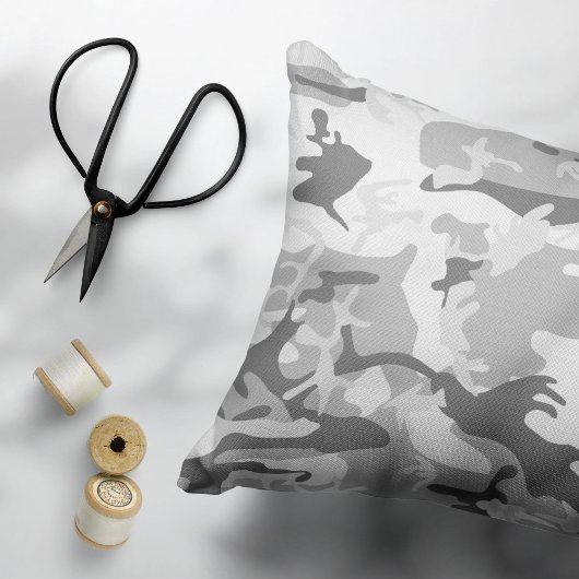 冬の雪グレーカモフラージュ、軍隊、陸軍 アクセントクッション