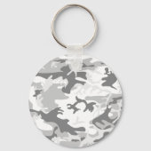 冬の雪グレーカモフラージュ、軍隊、陸軍 キーホルダー (正面)