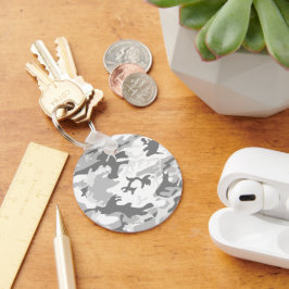 冬の雪グレーカモフラージュ、軍隊、陸軍 キーホルダー