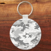 冬の雪グレーカモフラージュ、軍隊、陸軍 キーホルダー (正面)
