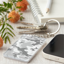 冬の雪グレーカモフラージュ、軍隊、陸軍 キーホルダー