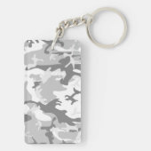 冬の雪グレーカモフラージュ、軍隊、陸軍 キーホルダー (裏面)