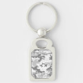 冬の雪グレーカモフラージュ、軍隊、陸軍 キーホルダー (正面)