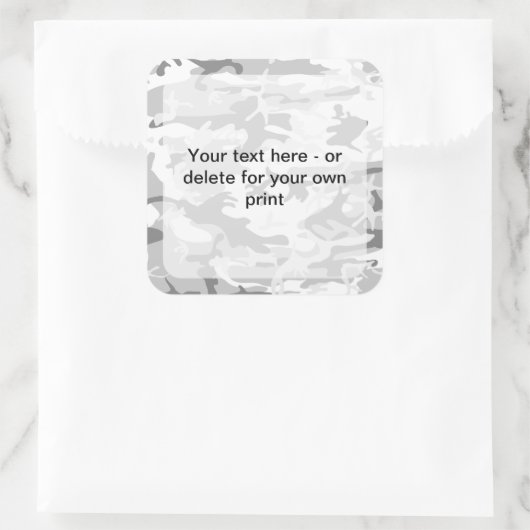 冬の雪グレーカモフラージュ、軍隊、陸軍 スクエアシール (バッグ)