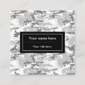 冬の雪グレーカモフラージュ、軍隊、陸軍 スクエア名刺 (裏面)