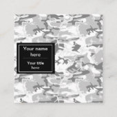 冬の雪グレーカモフラージュ、軍隊、陸軍 スクエア名刺 (裏面)