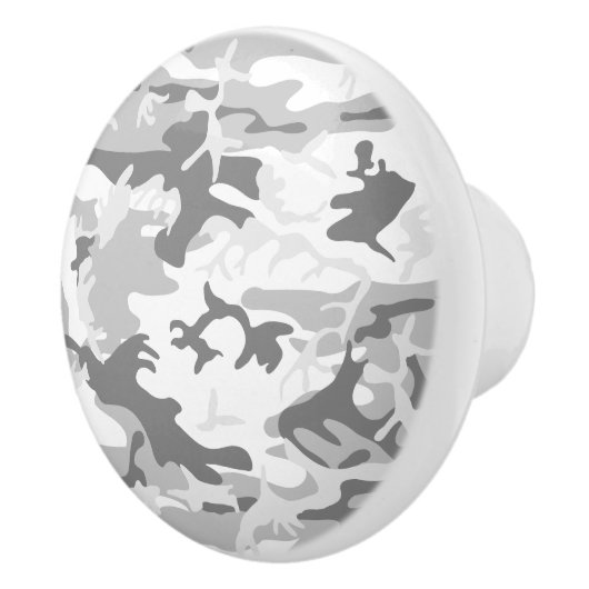 冬の雪グレーカモフラージュ、軍隊、陸軍 セラミックノブ (右)