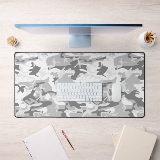 冬の雪グレーカモフラージュ、軍隊、陸軍 デスクマット (オフィス1)