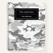 冬の雪グレーカモフラージュ、軍隊、陸軍 ノートブック (正面)