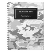 冬の雪グレーカモフラージュ、軍隊、陸軍 ノートブック (正面)