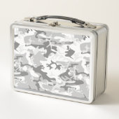 冬の雪グレーカモフラージュ、軍隊、陸軍 メタルランチボックス (正面)